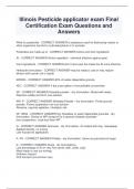 Illinois Pesticide applicator exam Final  Certification Exam Questions and  Answers