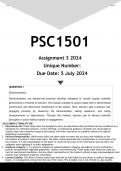 PSC1501 Assignment 3 (ANSWERS) 2024 - DISTINCTION GUARANTEED