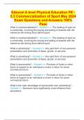 Edexcel A level Physical Education PE - 5.3 Commercialization of Sport May 2024 Exam Questions and Answers 100% Pass