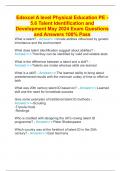 Edexcel A level Physical Education PE - 5.6 Talent Identification and Development May 2024 Exam Questions and Answers 100% Pass