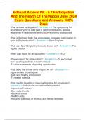 Edexcel A Level PE - 5.7 Participation And The Health Of The Nation June 2024 Exam Questions and Answers 100% Pass