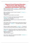 Edexcel A level Physical Education Biomechanics May 2024 Exam Questions and Answers 100% Pass