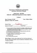 FINAL EXAM WITH SOLUTION Differential Equations and Linear Algebra Full 3 Credit Hours University Course