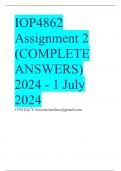 IOP4862 Assignment 2 (COMPLETE ANSWERS) 2024 - 1 July 2024