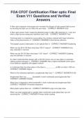 FOA CFOT Certification Fiber optic Final  Exam V11 Questions and Verified  Answers