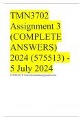 TMN3702 Assignment 3 (COMPLETE ANSWERS) 2024 (575513) - 5 July 2024