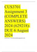 CUS3701 Assignment 3 (COMPLETE ANSWERS) 2024 (629218)- DUE 6 August 2024