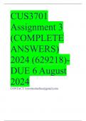 CUS3701 Assignment 3 (COMPLETE ANSWERS) 2024 (629218)- DUE 6 August 2024