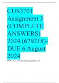 CUS3701 Assignment 3 (COMPLETE ANSWERS) 2024 (629218)- DUE 6 August 2024