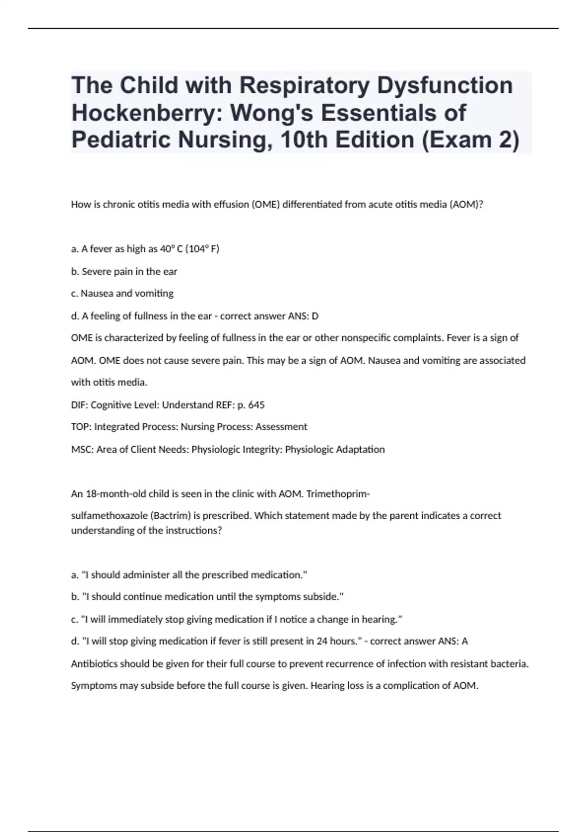 Chapter 21: The Child with Respiratory Dysfunction Hockenberry: Wong's ...