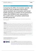 Comparing the effect of a lactation-specific  relaxation and visualisation intervention  versus standard care on lactation and mental  health outcomes in mothers of very premature  infants (the EXPRESS trial): study protocol  for a multi-centre, unmasked,