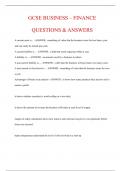 GCSE BUSINESS – FINANCE QUESTIONS & ANSWERS