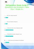 Refrigeration Study Guide 2  Questions and Answers | New  One | Grade A+