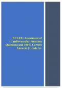 NCLEX: Assessment of  Cardiovascular Function  Questions and 100% Correct  Answers | Grade A+