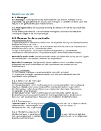 Hoofdstuk 6. Samenvatting Organisatie en Management, Marcus & van Dam