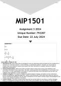 MIP1501 Assignment 3 (ANSWERS) 2024 - DISTINCTION GUARANTEED