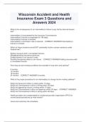 Wisconsin Accident and Health  Insurance Exam 3 Questions and  Answers 2024