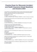 Practice Exam for Wisconsin Accident  and Health Insurance Actual Questions  and Answers 2024