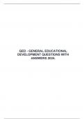 GED - GENERAL EDUCATIONAL DEVELOPMENT QUESTIONS WITH ANSWERS 2024.
