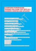 CHAMPIONS POWERHOUSE TRAINING SAE EXAM TEST WITH ALL ANSWERS VERIFIED AND UPDATED