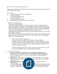 Inleiding Bestuurs- en Organisatiewetenschap - Hoorcollege 5 Human Resource Frame