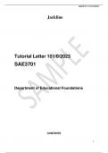  Tutorial Letter 101/0/2023 SAE3701   Department of Educational Foundations