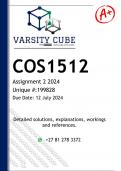 COS1512 Assignment 2 (DETAILED ANSWERS) 2024 - DISTINCTION GUARANTEED