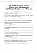 The Ducks Unlimited Ecology  Conservation & Management  Certification Questions and Answers