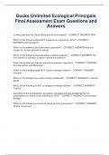Ducks Unlimited Ecological Principals  Final Assessment Exam Questions and  Answers