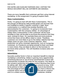 Unit 12 P4 - Describe the benefits and opportunities to the business of using internet marketing within the marketing mix of a selected business