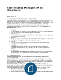 Management & Organisatie Hoofdstuk 1 t/m hoofdstuk 5