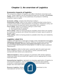 An overview of Logistics 