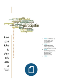 Samenvatting leerpakket Psychiatrie in de verpleegkunde