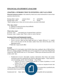 Financial Statement Analysis - Summary