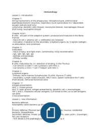 Immunology summary Course 10b