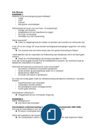 Blok 1 Wonen: koepeltoets samenvatting (Stakeholderanalyse, Wonen en Marktanalyse)