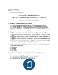 Modelo examen teoría Redes de Computadores con respuestas (Universidad de alicante)