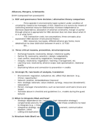 Exam Alliances, Mergers & Networks