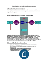 Introduction to marketing communication