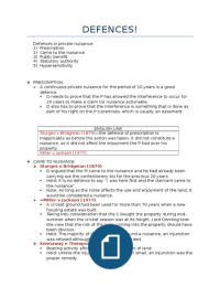 Defenses to private nuisance