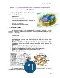 Tema 16 - Particularidades de las células de las plantas (Citología e Histología)