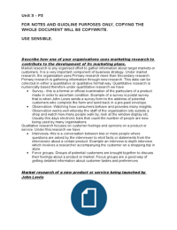 UNIT 3 P3 - Describe how a selected organisation uses marketing research to contribute to the development of its marketing plan