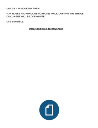 BUSINESS LEVEL 3 UNIT 18 - P1,P2,P3,P4(BOOKING FORM),(RISK ASSESSMENT),P5(CHECKLIST), (REGISTER),P6,P7,P8,M1,M2&M3