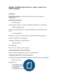 Reader Modellen bij de micro-, meso-, macro- en SWOT-analyse 