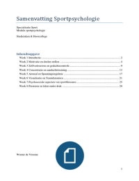 Samenvatting Sportpsychologie, specialisatie sportfysiotherapie