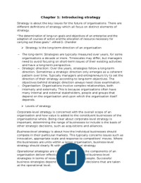 Strategy and Organisation Chapter 1 Summary: Introducing Strategy