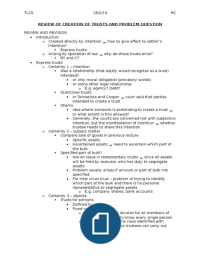 TL29 - Review of Creation of Trusts and Sample Problem Question