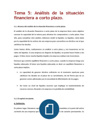 Análisis de la situación financiera a corto plazo