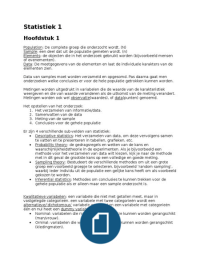 Statistiek hoofdstuk 1-5, boek en slides. Alles voor de midterm