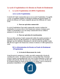 Le cycle d'exploitation et le Besoin en Fonds de Roulement